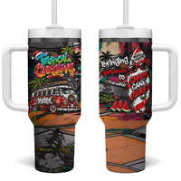 Tropical Christmas In July Candy Cane Surf Tumbler With Handle Vibrant Street Art Beach Graffiti Graphic