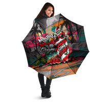 Tropical Christmas In July Candy Cane Surf Umbrella Vibrant Street Art Beach Graffiti Graphic