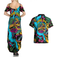 Pineapple Skull Couples Matching Summer Maxi Dress and Hawaiian Shirt Sumer Time TS04 Multicolor - Polynesian Pride