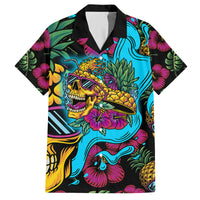 Pineapple Skull Family Matching Puletasi Dress and Hawaiian Shirt Sumer Time TS04 Dad's Shirt - Short Sleeve Multicolor - Polynesian Pride