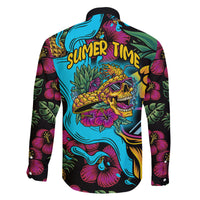 Pineapple Skull Family Matching Short Sleeve Bodycon Dress and Hawaiian Shirt Sumer Time TS04 - Polynesian Pride