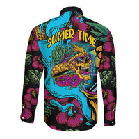 Pineapple Skull Long Sleeve Button Shirt Sumer Time TS04 Unisex Multicolor - Polynesian Pride
