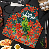 Fiji Taveuni Parrot Apron Tropical Waterfall Landscape With Floral Tribal Pattern