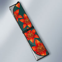 Fiji Taveuni Parrot Auto Sun Shade Tropical Waterfall Landscape With Floral Tribal Pattern