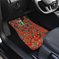 Fiji Taveuni Parrot Car Mats Tropical Waterfall Landscape With Floral Tribal Pattern