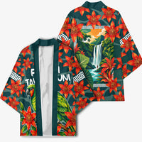 Fiji Taveuni Parrot Kimono Tropical Waterfall Landscape With Floral Tribal Pattern