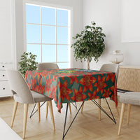 Fiji Taveuni Parrot Tablecloth Tropical Waterfall Landscape With Floral Tribal Pattern
