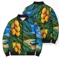 Hawaiian Mango Tropical Beach Bomber Puffer Jacket Scenic Island Nature Exotic Fruit Graphic