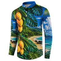 Hawaiian Mango Tropical Beach Button Sweatshirt Scenic Island Nature Exotic Fruit Graphic