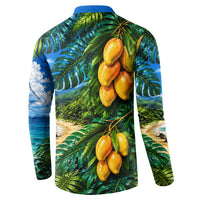 Hawaiian Mango Tropical Beach Button Sweatshirt Scenic Island Nature Exotic Fruit Graphic