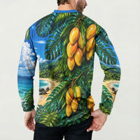 Hawaiian Mango Tropical Beach Button Sweatshirt Scenic Island Nature Exotic Fruit Graphic