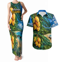 Hawaiian Mango Tropical Beach Couples Matching Tank Maxi Dress and Hawaiian Shirt Scenic Island Nature Exotic Fruit Graphic