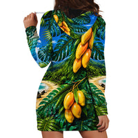 Hawaiian Mango Tropical Beach Hoodie Dress Scenic Island Nature Exotic Fruit Graphic
