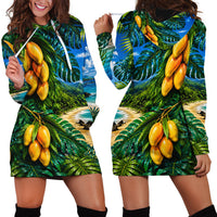 Hawaiian Mango Tropical Beach Hoodie Dress Scenic Island Nature Exotic Fruit Graphic