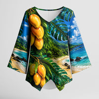 Hawaiian Mango Tropical Beach Kimono Sleeve Blouse Scenic Island Nature Exotic Fruit Graphic