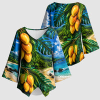 Hawaiian Mango Tropical Beach Kimono Sleeve Blouse Scenic Island Nature Exotic Fruit Graphic