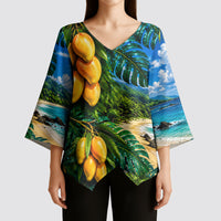 Hawaiian Mango Tropical Beach Kimono Sleeve Blouse Scenic Island Nature Exotic Fruit Graphic
