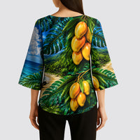 Hawaiian Mango Tropical Beach Kimono Sleeve Blouse Scenic Island Nature Exotic Fruit Graphic