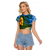 Hawaiian Mango Tropical Beach Raglan Cropped T Shirt Scenic Island Nature Exotic Fruit Graphic
