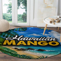 Hawaiian Mango Tropical Beach Round Carpet Scenic Island Nature Exotic Fruit Graphic