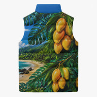Hawaiian Mango Tropical Beach Sleeveless Puffer Jacket Scenic Island Nature Exotic Fruit Graphic
