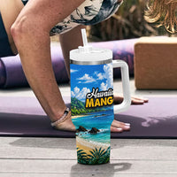 Hawaiian Mango Tropical Beach Tumbler With Handle Scenic Island Nature Exotic Fruit Graphic