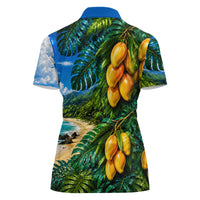 Hawaiian Mango Tropical Beach Women Polo Shirt Scenic Island Nature Exotic Fruit Graphic