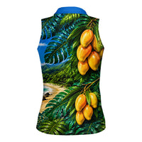 Hawaiian Mango Tropical Beach Women Sleeveless Polo Shirt Scenic Island Nature Exotic Fruit Graphic