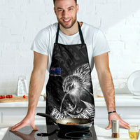 Personalized New Zealand Kiwi Bird Apron Grunge Maori Tribal Pattern Silver Fern