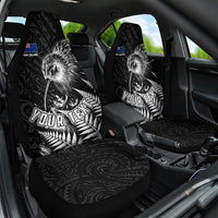 Personalized New Zealand Kiwi Bird Car Seat Cover Grunge Maori Tribal Pattern Silver Fern