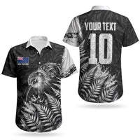 Personalized New Zealand Kiwi Bird Couples Matching Puletasi and Hawaiian Shirt Grunge Maori Tribal Pattern Silver Fern