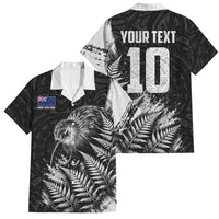 Personalized New Zealand Kiwi Bird Family Matching Long Sleeve Bodycon Dress and Hawaiian Shirt Grunge Maori Tribal Pattern Silver Fern TS04 Dad's Shirt - Short Sleeve Black White - Polynesian Pride