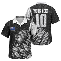 Personalized New Zealand Kiwi Bird Family Matching Long Sleeve Bodycon Dress and Hawaiian Shirt Grunge Maori Tribal Pattern Silver Fern TS04 Son's Shirt Black White - Polynesian Pride