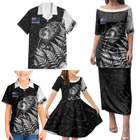 Personalized New Zealand Kiwi Bird Family Matching Puletasi and Hawaiian Shirt Grunge Maori Tribal Pattern Silver Fern TS04 - Polynesian Pride