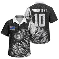 Personalized New Zealand Kiwi Bird Family Matching Short Sleeve Bodycon Dress and Hawaiian Shirt Grunge Maori Tribal Pattern Silver Fern TS04 Son's Shirt Black White - Polynesian Pride