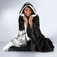 Personalized New Zealand Kiwi Bird Hooded Blanket Grunge Maori Tribal Pattern Silver Fern