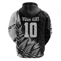Personalized New Zealand Kiwi Bird Hoodie Grunge Maori Tribal Pattern Silver Fern
