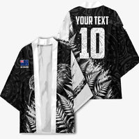 Personalized New Zealand Kiwi Bird Kimono Grunge Maori Tribal Pattern Silver Fern