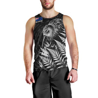 Personalized New Zealand Kiwi Bird Men Tank Top Grunge Maori Tribal Pattern Silver Fern