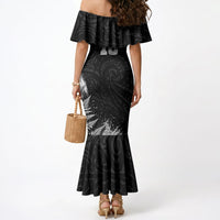 Personalized New Zealand Kiwi Bird Mermaid Dress Grunge Maori Tribal Pattern Silver Fern