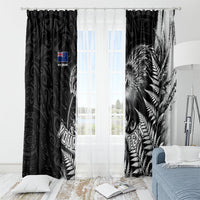 Personalized New Zealand Kiwi Bird Window Curtain Grunge Maori Tribal Pattern Silver Fern