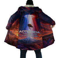 New Zealand Aotearoa Kiwi UFO Cloak Sci-Fi Galaxy Sunset Sky Tower And Mountain