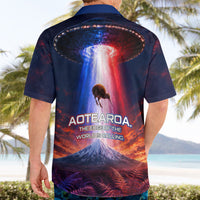 New Zealand Aotearoa Kiwi UFO Hawaiian Shirt Sci-Fi Galaxy Sunset Sky Tower And Mountain TS04 - Polynesian Pride