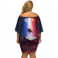 New Zealand Aotearoa Kiwi UFO Off Shoulder Short Dress Sci-Fi Galaxy Sunset Sky Tower And Mountain TS04 - Polynesian Pride