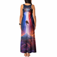 New Zealand Aotearoa Kiwi UFO Tank Maxi Dress Sci-Fi Galaxy Sunset Sky Tower And Mountain