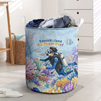 Fiji Taveuni Rainbow Reef Laundry Basket Scuba Diver Vibrant Undersea Coral Garden Watercolor