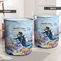 Fiji Taveuni Rainbow Reef Laundry Basket Scuba Diver Vibrant Undersea Coral Garden Watercolor