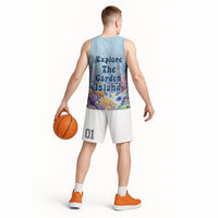 Fiji Taveuni Rainbow Reef Basketball Jersey Scuba Diver Vibrant Undersea Coral Garden Watercolor