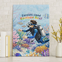 Fiji Taveuni Rainbow Reef Canvas Wall Art Scuba Diver Vibrant Undersea Coral Garden Watercolor