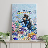 Fiji Taveuni Rainbow Reef Canvas Wall Art Scuba Diver Vibrant Undersea Coral Garden Watercolor